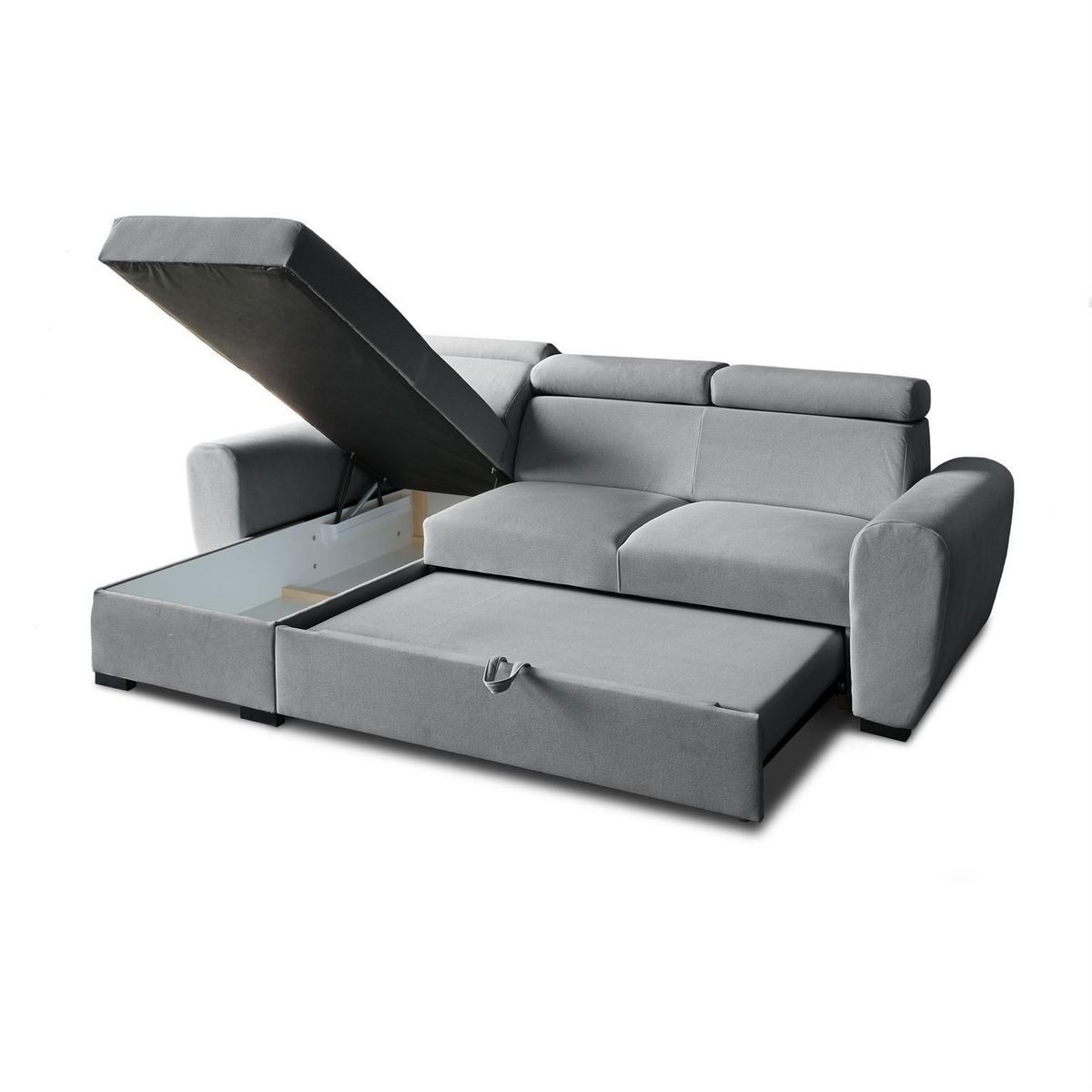 ECKSOFA FALCO mit Schlaffunktion Elli 74 - Grau, Textil (253/174cm) - Lookway
