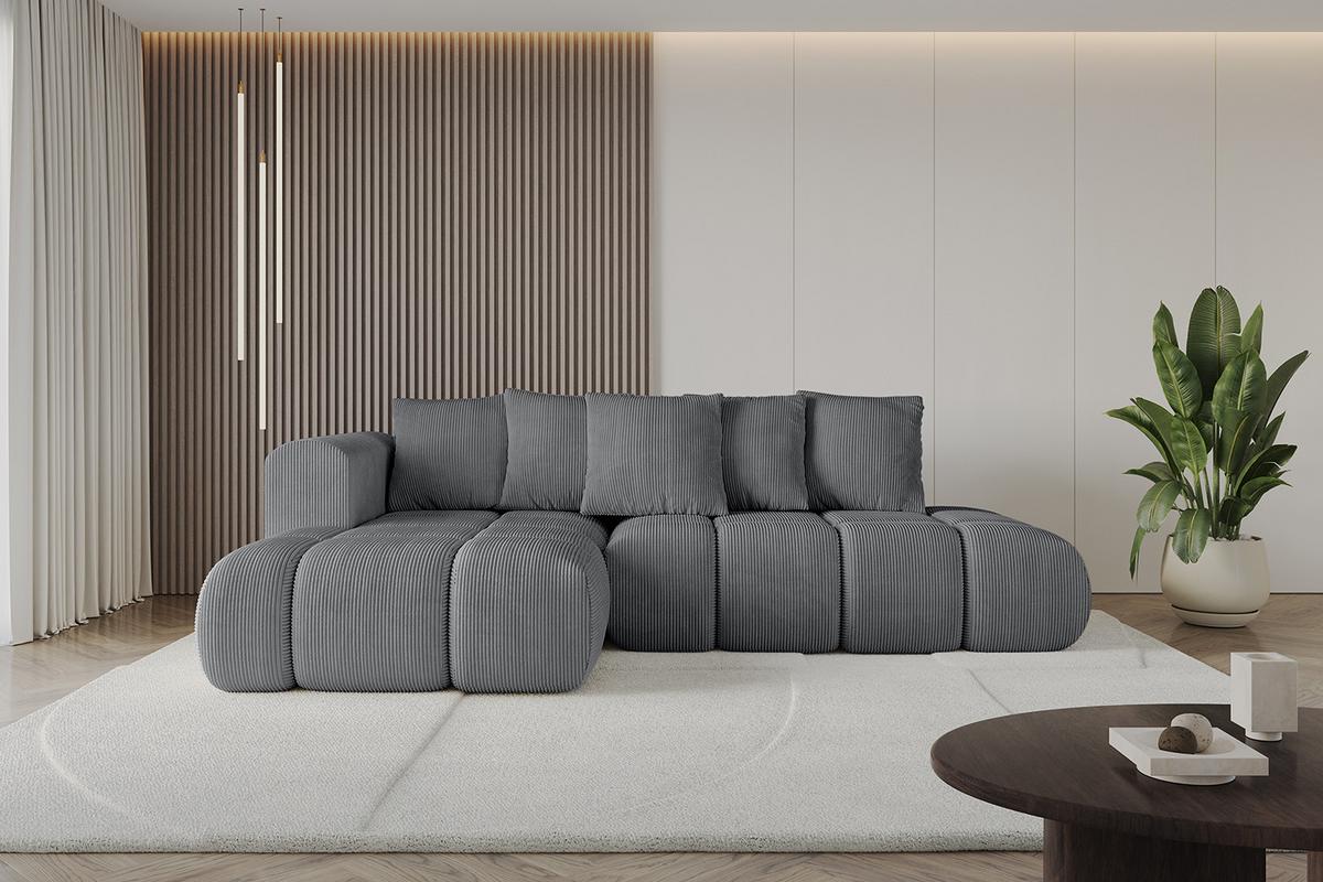 ECKSOFA Ottomane Links CLOUD-L-v1 280x185x90 Dunkelgrau Cord - Dunkelgrau, Holzwerkstoff/Kunststoff (180/289cm) - ALTDECOR