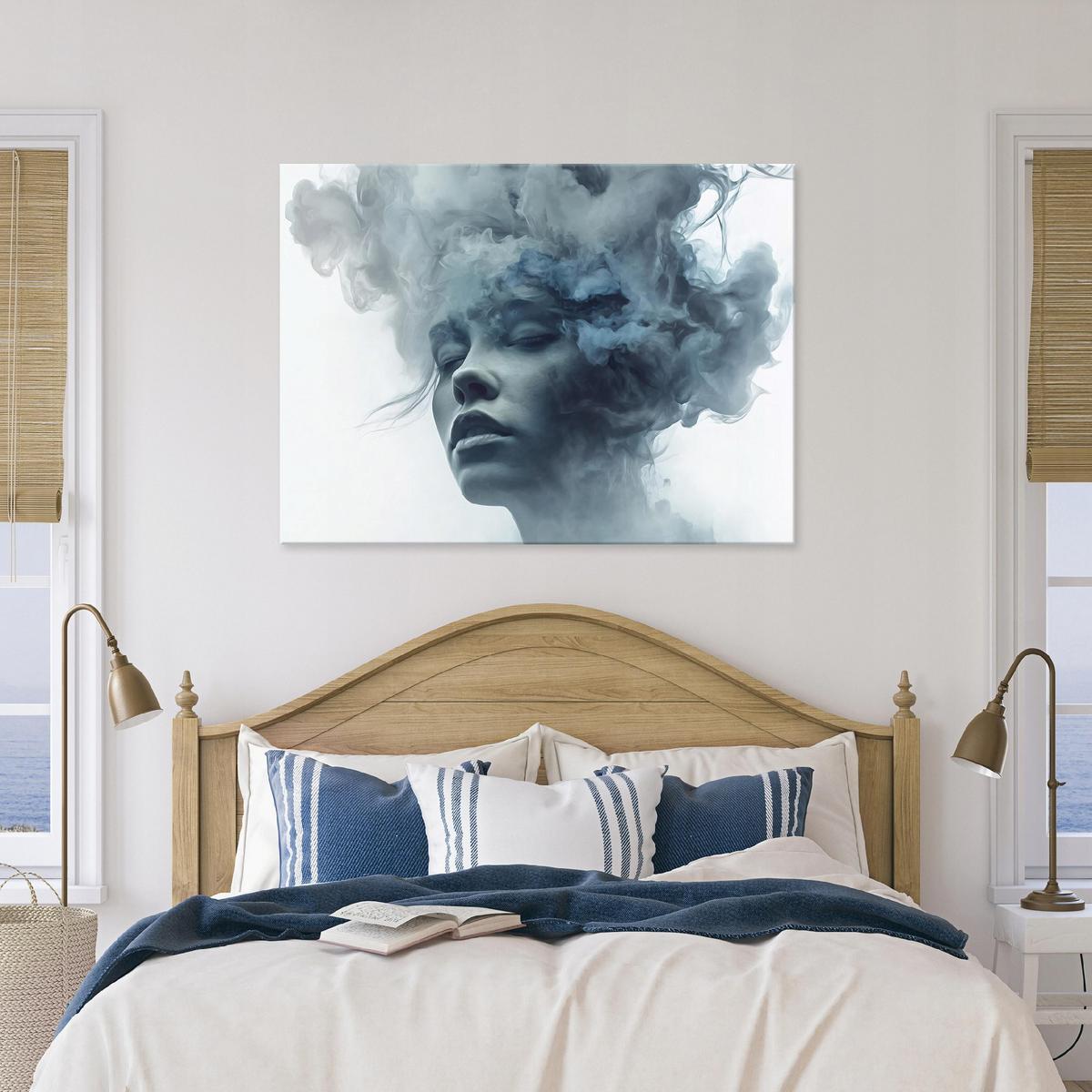 LEINWANDBILD Frau Abstraktion Blau 100x70 cm - Multicolor, Holzwerkstoff (100/70cm) - Wallarena