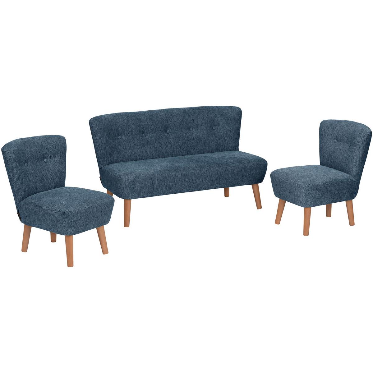 KINDERSOFA 2-Sitzer Katya Flachgewebe dunkelblau - Dunkelblau, Kunststoff (97/54/50cm) - 58aufmkessel