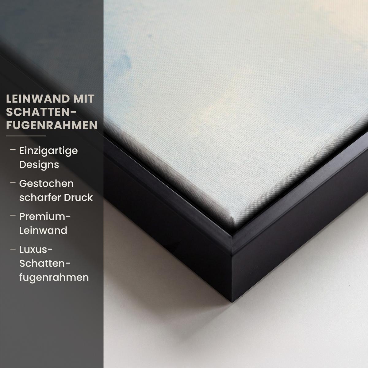 LEINWAND Bilder mit Rahmen - Weihnachtsdorf - Häuser - Schnee - Weihnachten - 100x150 - Sandfarben, Textil (100/150cm) - MuchoWow