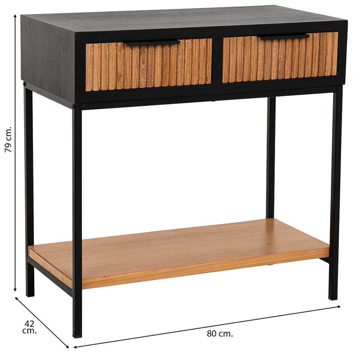 KONSOLENTISCH aus Metall und Holz, 80x42x79cm - Braun, Holz (42/80/79cm) - Wanderlust