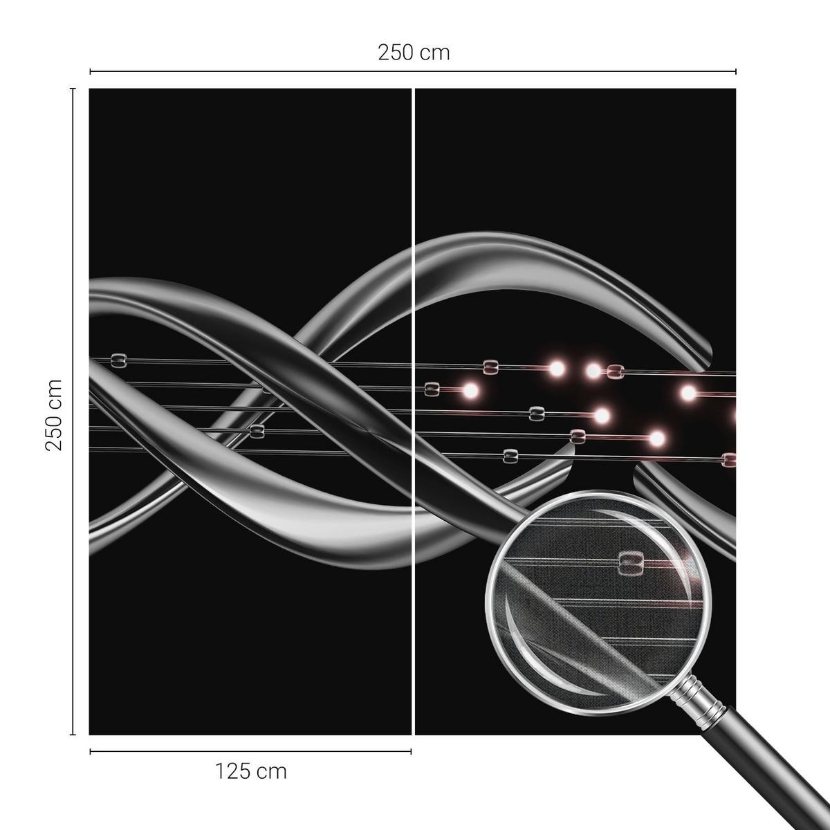 FOTOTAPETE 250x250 cm - Geflochtenes Muster - Schwarz, Textil (250/250cm) - Wallfluent