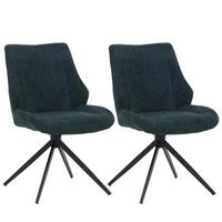 ESSZIMMERSTUHL Schwarz, Petrol 2er-Set - Petrol/Schwarz, Textil (55/88/42cm) - MCW