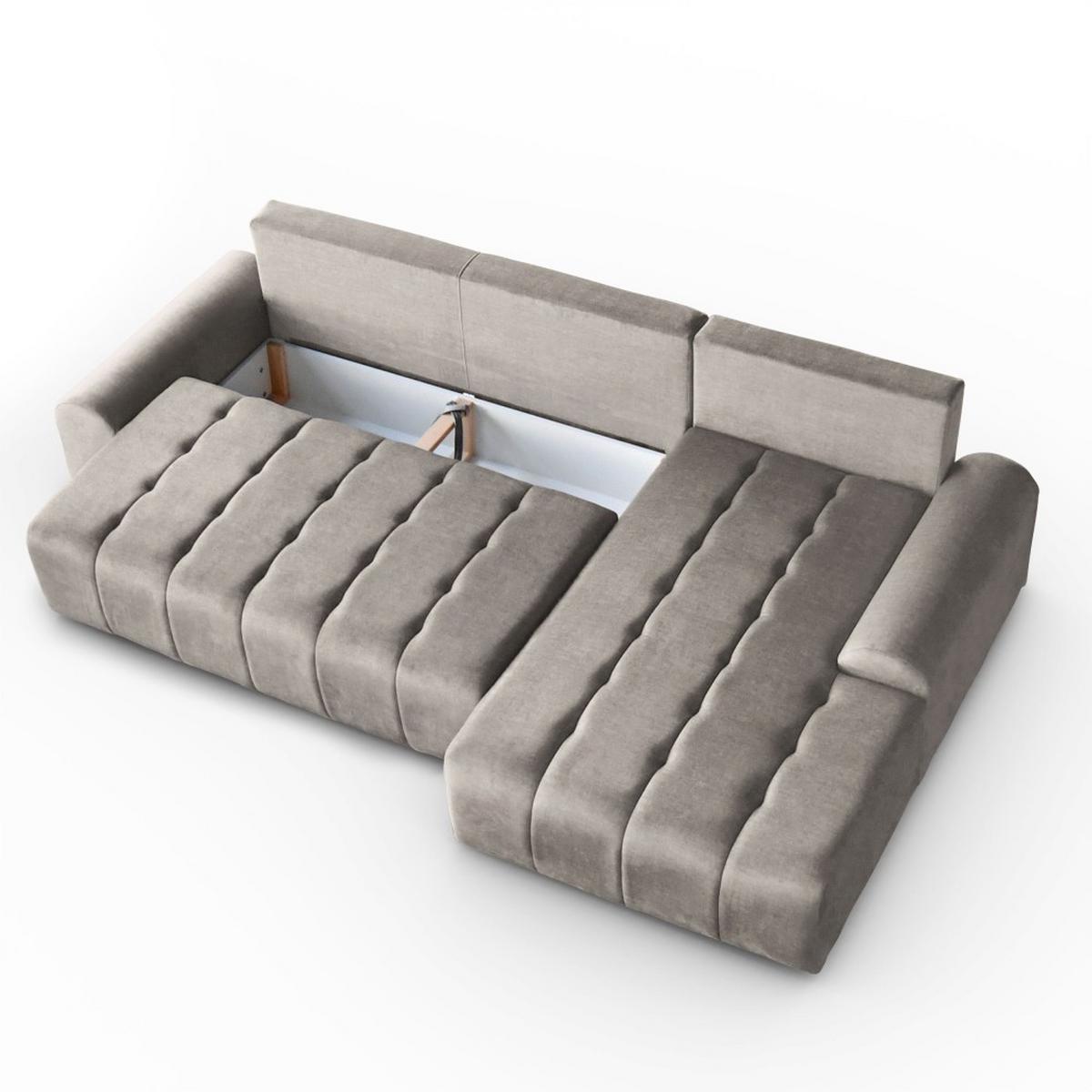 ECKSCHLAFSOFA Costa L Taupe rechts - Taupe/Schwarz, Kunststoff/Textil (290/169cm) - Beautysofa