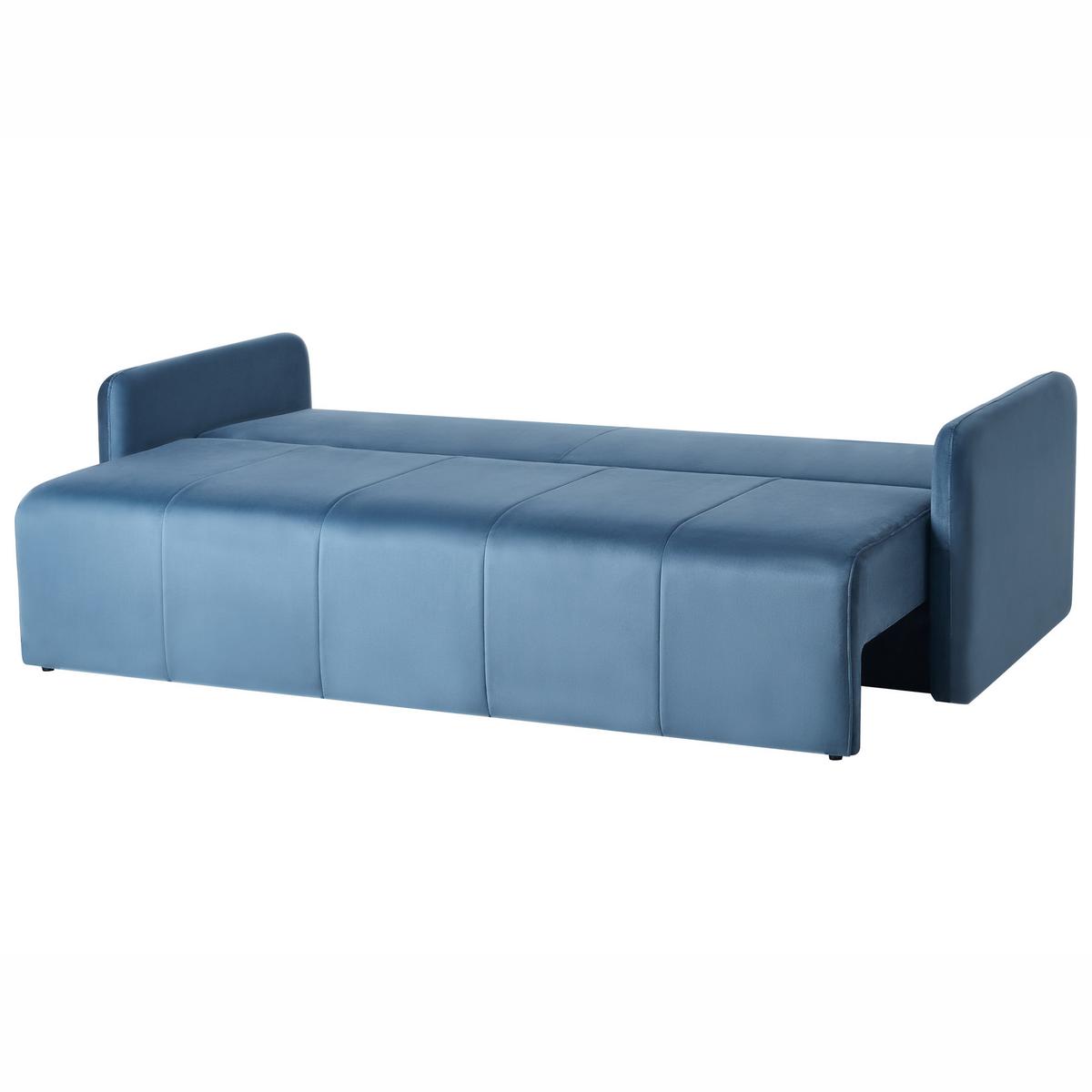 SCHLAFSOFA 3-Sitzer Samtstoff Blau Egge - Blau, Textil (220/88/93cm) - Beliani