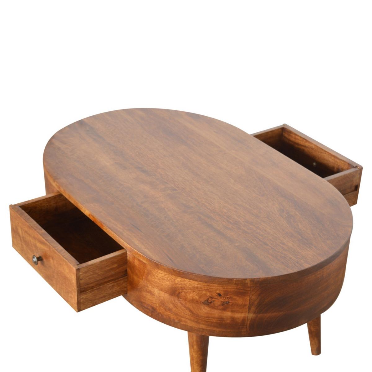 COUCHTISCH mit 2 Schubladen, Nordische Beine, Braun - Messingfarben/Braun, Holz/Metall (55/85/40cm) - Artisan Furniture