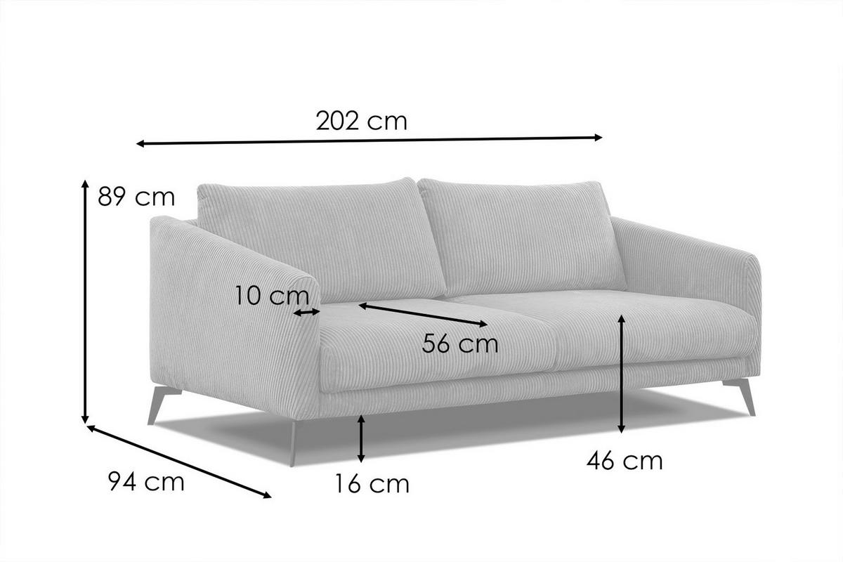 SOFA VILT 3-Sitzer, orange - Schwarz/Orange, Holzwerkstoff/Textil (202/89/94cm) - Wozimo