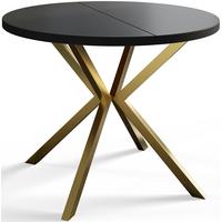 RUNDER Esszimmertisch LOFT LITEN, ausziehbarer Tisch Durchmesser: 120 cm/200 cm, Wohnzimmertisch Farbe: Schwarz, mit Metallbeinen in Farbe Gold - Goldfarben/Schwarz, Holzwerkstoff (120/120/76cm) - Alpi-Möbel