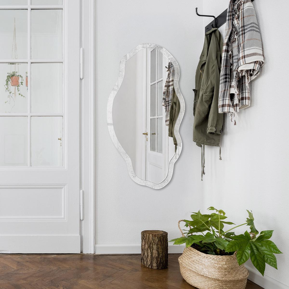 SPIEGEL 90x45 cm asymmetrisch mit Druck - Unverfälschte Eleganz - Transparent, Glas (45/90/0.4cm) - TULUP