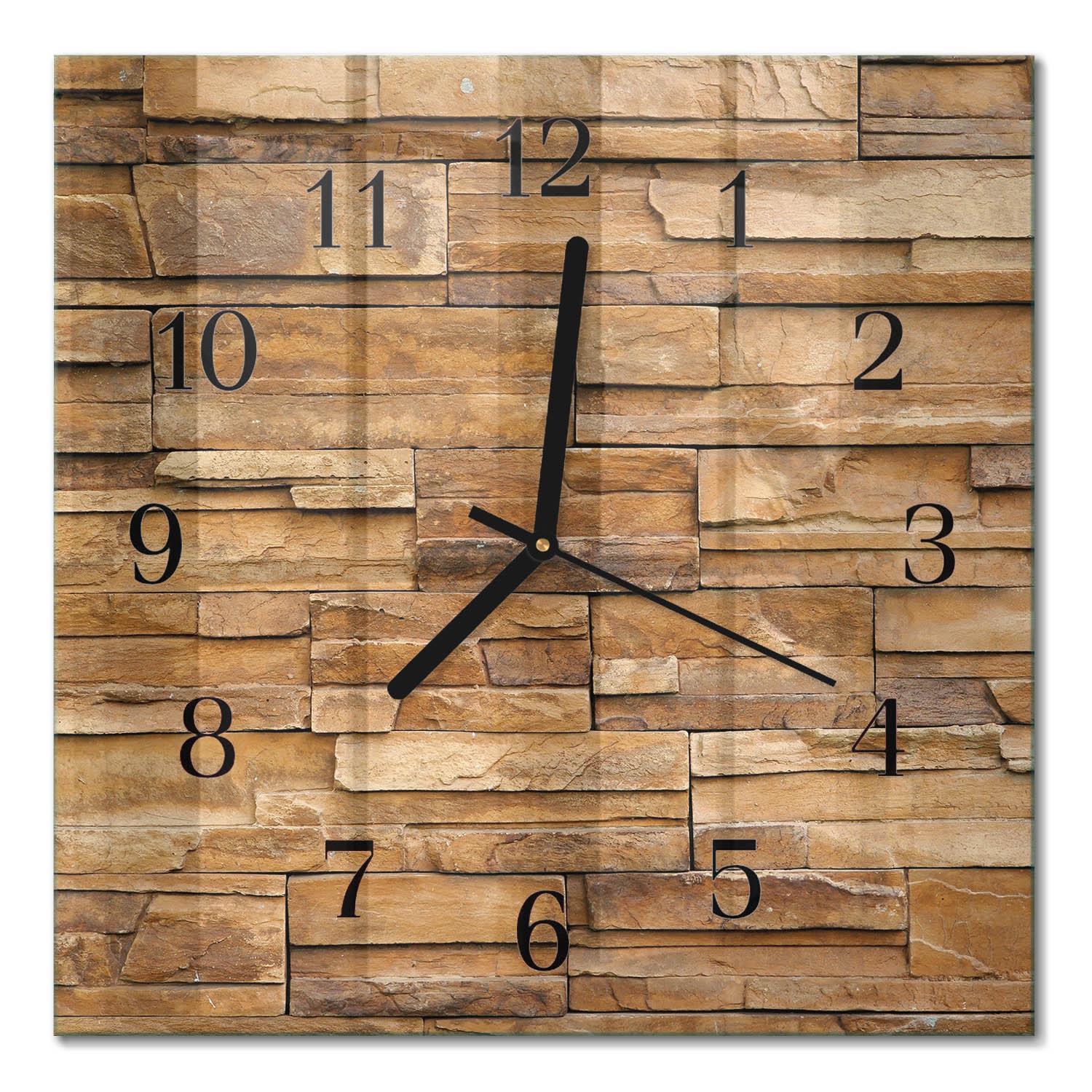 WANDUHR aus Glas 30x30 cm - Klinker - Braun, Glas (30/30/0.4cm) - TULUP