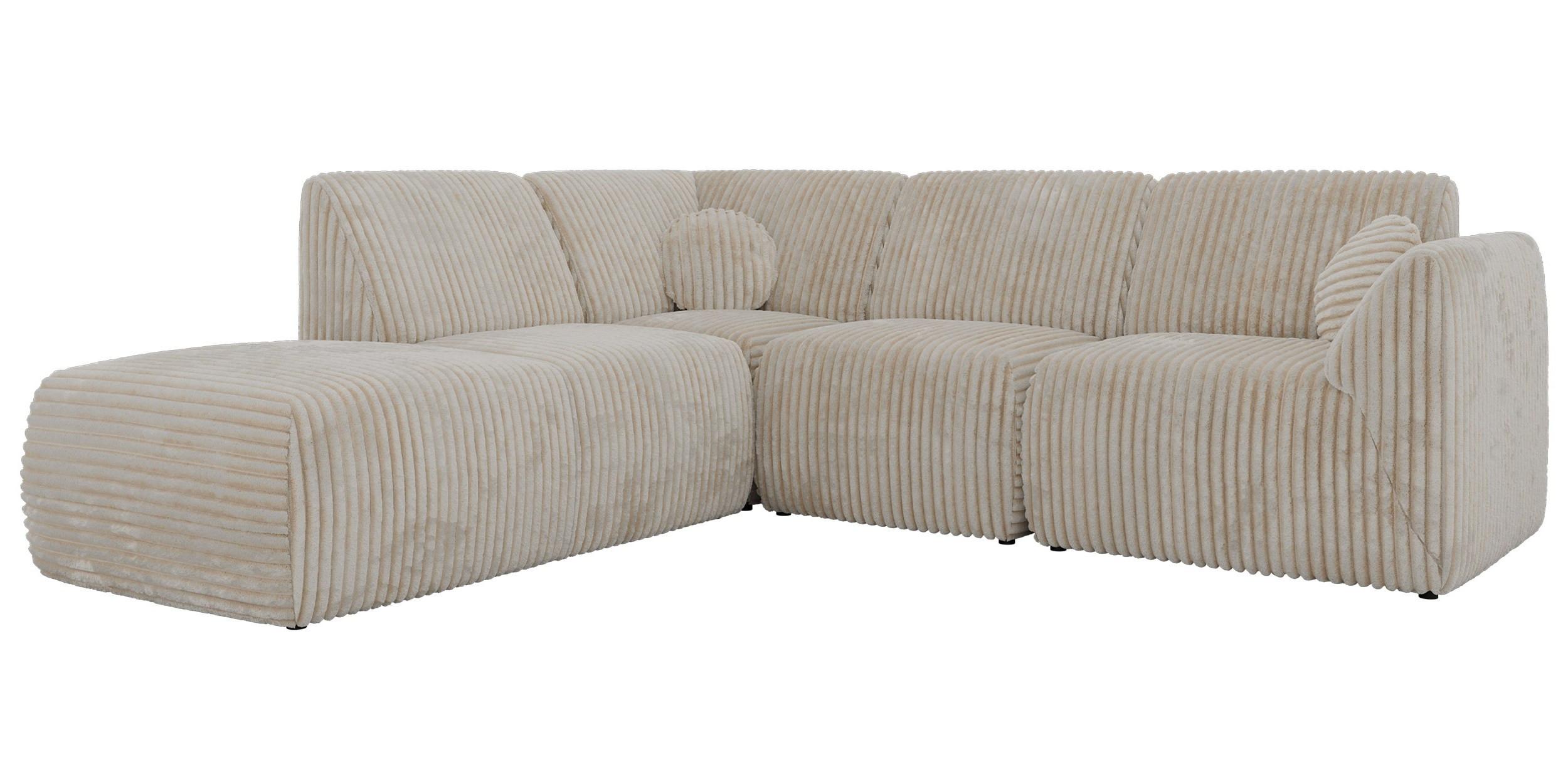 ECKSOFA NOARA 5M L Beige Cord - Links - Beige/Schwarz, Kunststoff/Textil (244/267cm) - MKS