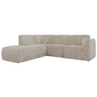 ECKSOFA NOARA 5M L Beige Cord - Links - Beige/Schwarz, Kunststoff/Textil (244/267cm) - MKS