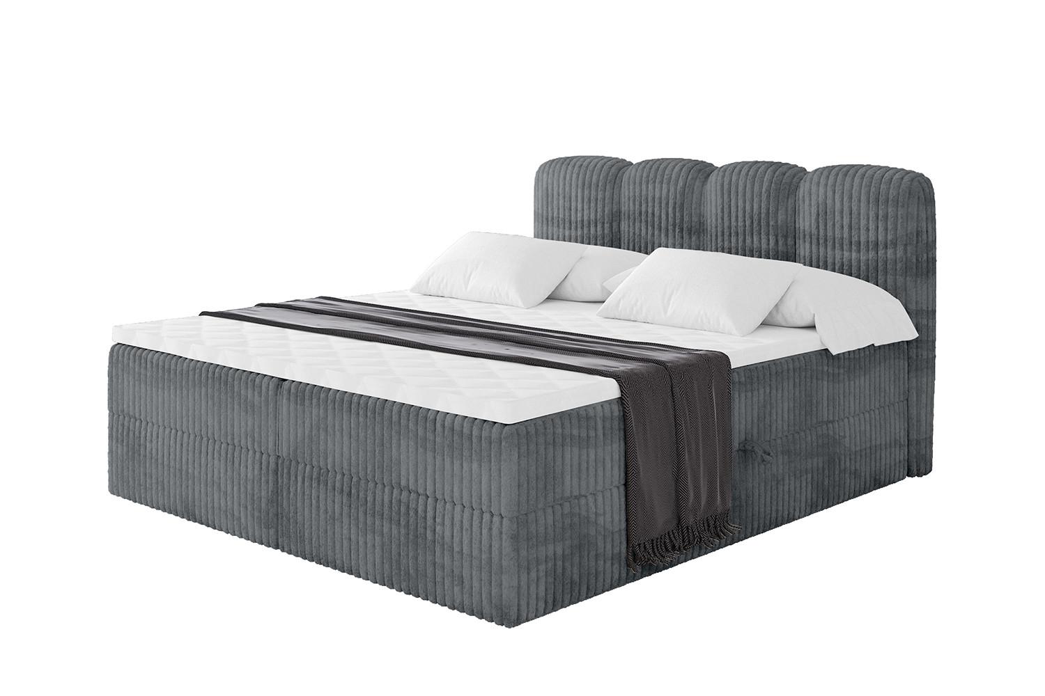 BOXBETT mit Matratze H4 - NINA - 120x200 cm - Dunkelgrau - Schieferfarben, Holzwerkstoff (120/200cm) - ALTDECOR