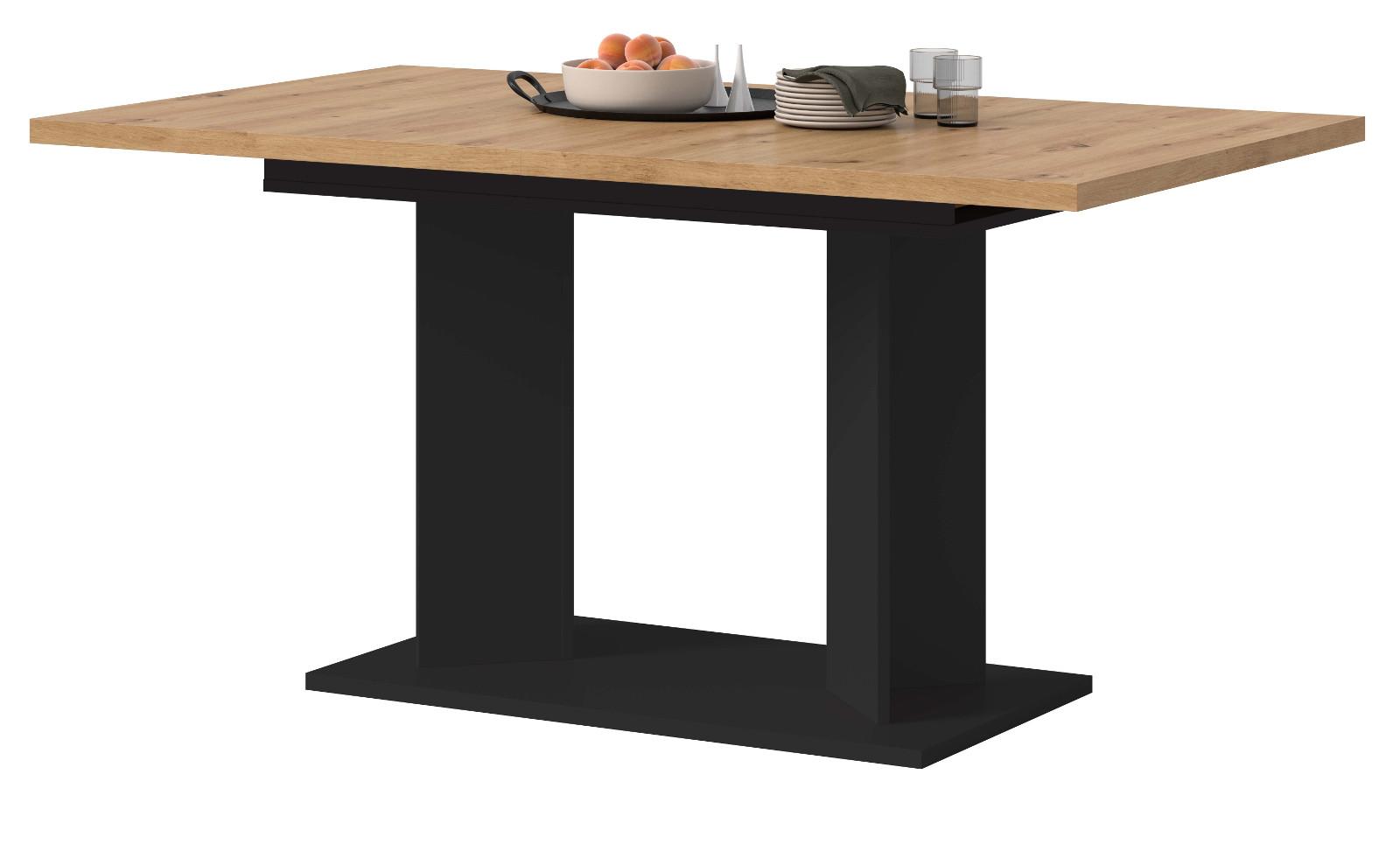 ESSTISCH Eiche Artisan, schwarz 150 - 190 x 90 cm, Küchentisch ausziehbar - Schwarz/Eiche Artisan, Holzwerkstoff (90/150/76cm) - Inn.Furn