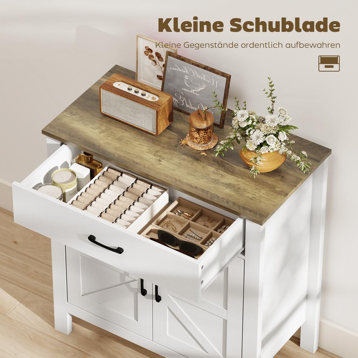 SIDEBOARD Spanplatte 77/40/82 cm Weiß - Weiß, Holzwerkstoff (39.3/81.5/77cm) - HOMCOM