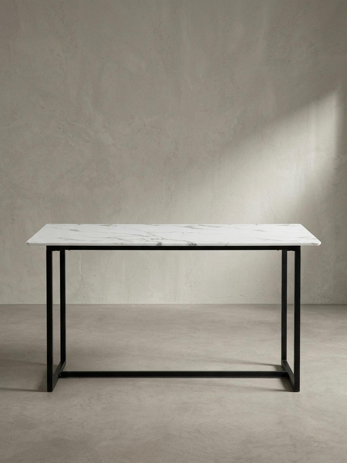 ESSTISCH Marmoroptik Metall Rechteckig Modern Klein, Weiß 160x80x76 cm - Schwarz/Weiß, Holzwerkstoff/Metall (80/160/76cm) - KADIMA DESIGN