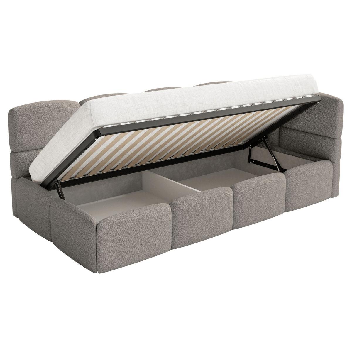 JUGENDBETT Cloudy rechts mit Matratze Bouclé Grau - Grau, Kunststoff/Textil (90/200cm) - Selsey