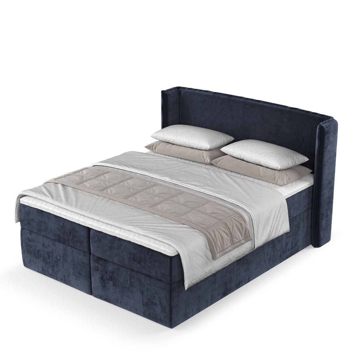 BOXBETT Viva 160/200 cm Marineblau im Lotta Stoff - Schwarz/Dunkelblau, Holz/Holzwerkstoff (160/200cm) - AltaBeds