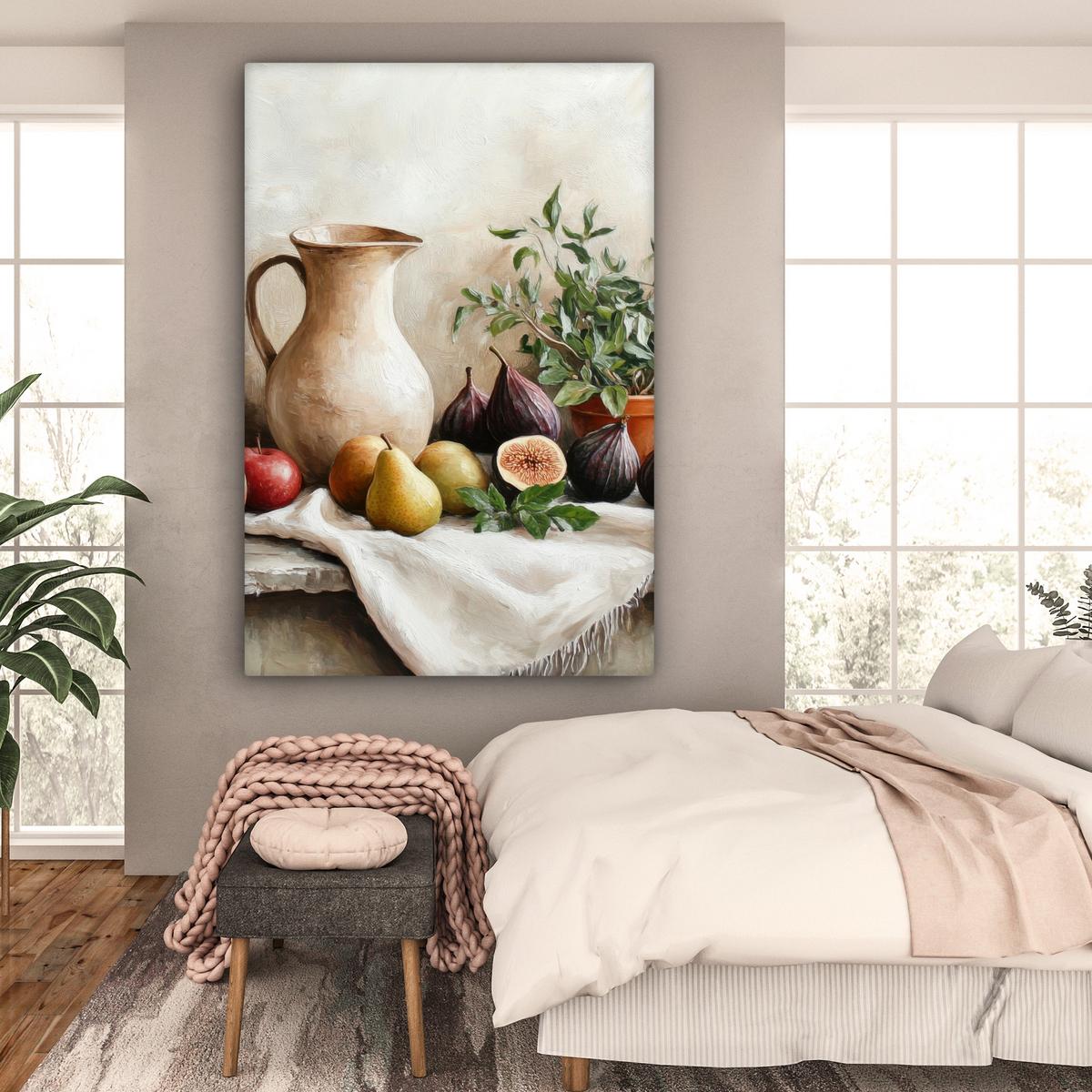 LEINWANDBILD Obst - Kräuter - Ländlich Deko Groß 90x140 cm - Naturfarben, Textil (90/140cm) - MuchoWow