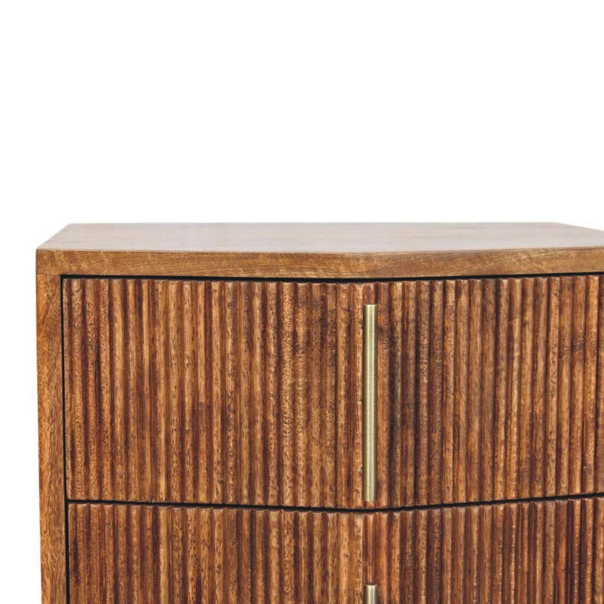 NACHTKASTEN Lamellen-Einheit, 2 Schubladen, Hellbraun - Hellbraun/Messingfarben, Holz/Metall (42/55/40cm) - Artisan Furniture