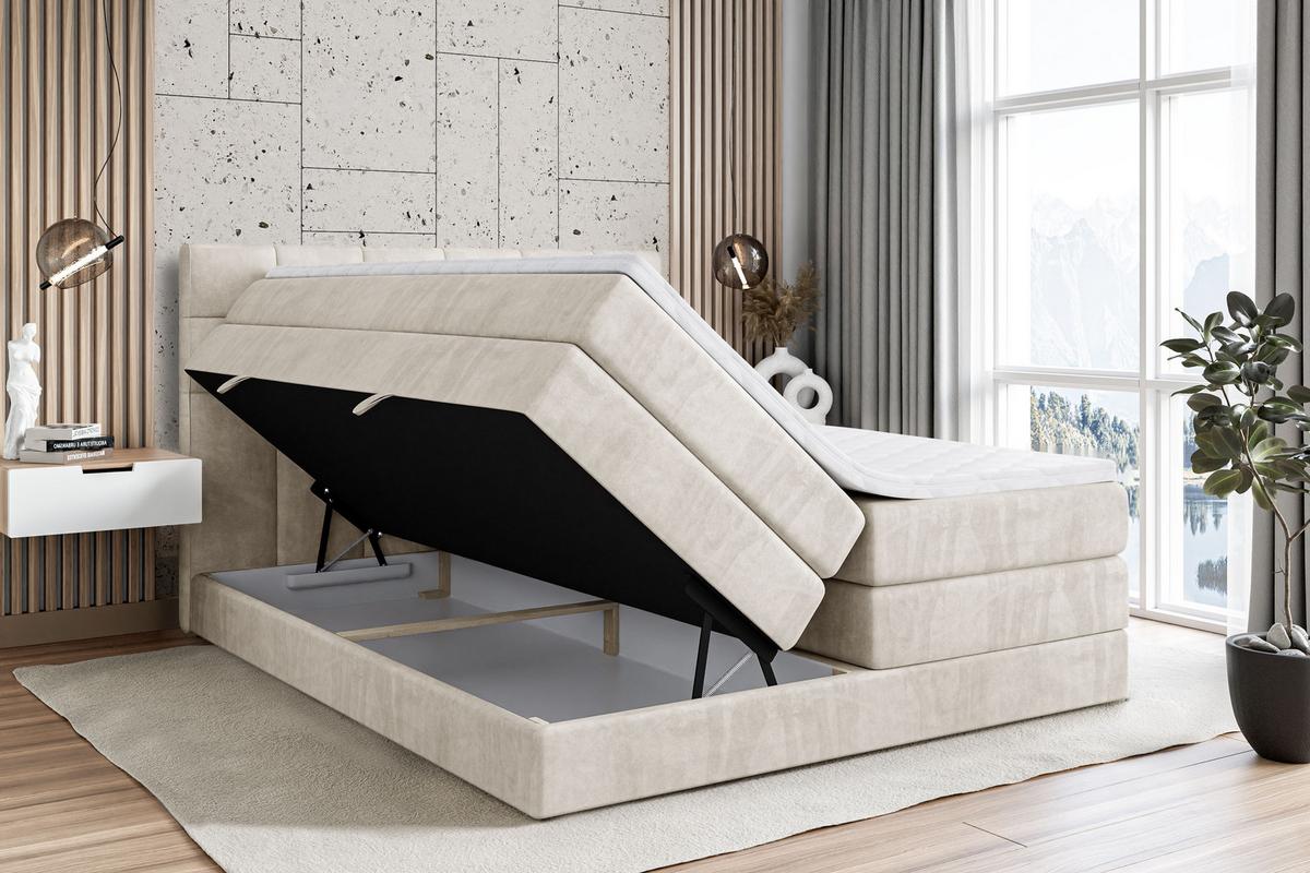 BOXSPRINGBETT BRUGO KING - 180 x 200 - H3/H4 - Ecru - Ecru, Holzwerkstoff (180/200cm) - ALTDECOR