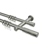 GARDINENSTANGE Platon Mavell 180 cm, 2-läufig, 20 mm Ø Edelstahl-Optik - Edelstahlfarben/Silberfarben, Metall (180cm) - INTERDECO
