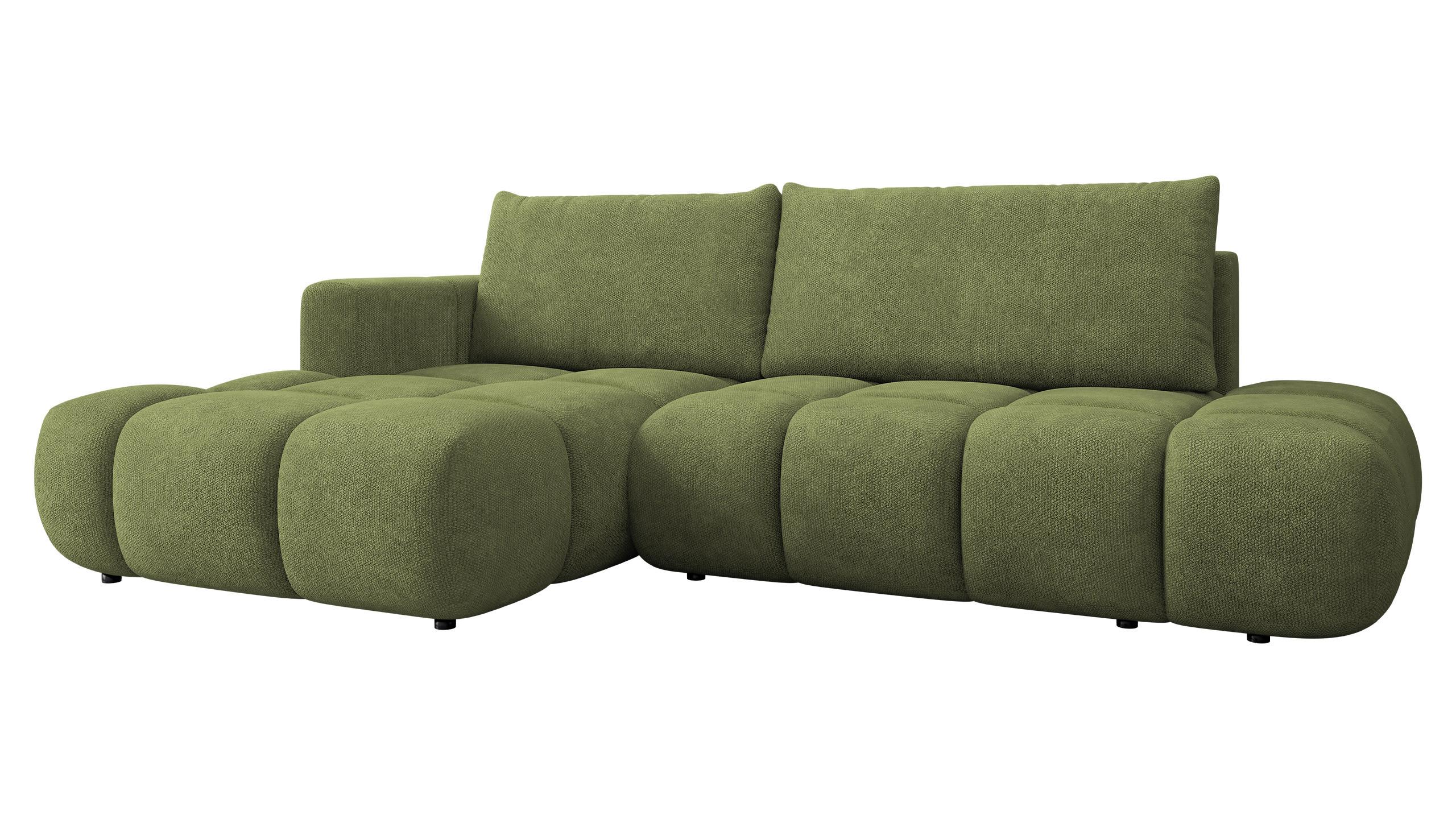 ECKSOFA Soffi, Seite: Links - Schwarz/Grün, Holz/Kunststoff (283/166cm) - MIRJAN24
