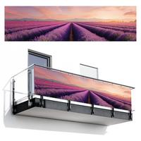 BALKON-SICHTSCHUTZ Lavendelfeld - Sonnenuntergang - Lila - Blumen Witterungsbeständig 300x80 cm - Violett, Kunststoff (300/80cm) - MuchoWow