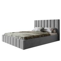 BETT 160x200 - Polsterbett mit Bettkasten und Holzrahmen - Modern Betten - Weicher Jasminstoff - Kollektion Toledo - Grau - Grau, Holz/Textil (160/200cm) - Alpi-Möbel