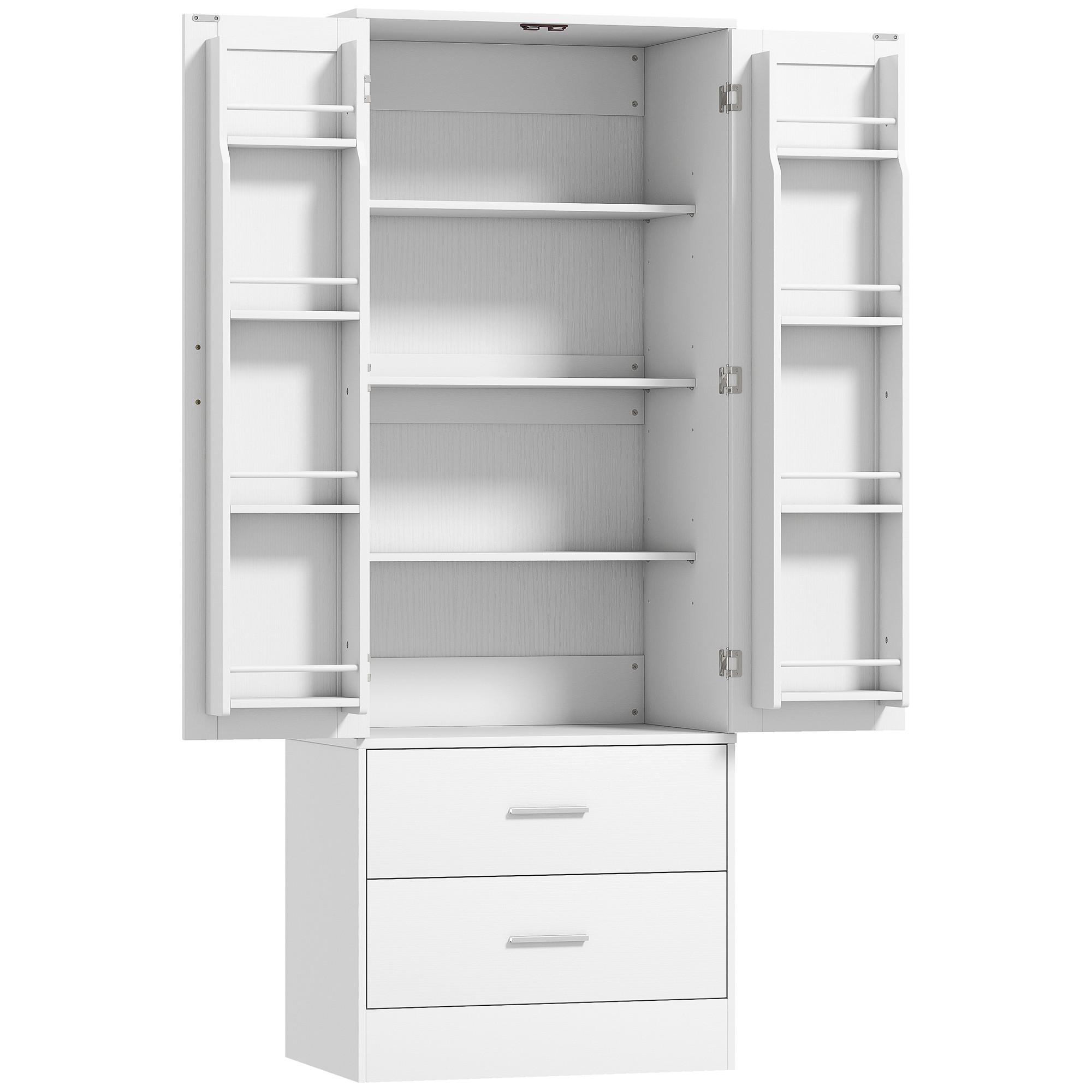KÜCHENSCHRANK Spanplatte MDF Weiß - Silberfarben/Weiß, Holzwerkstoff/Metall (40/159/60cm) - HOMCOM