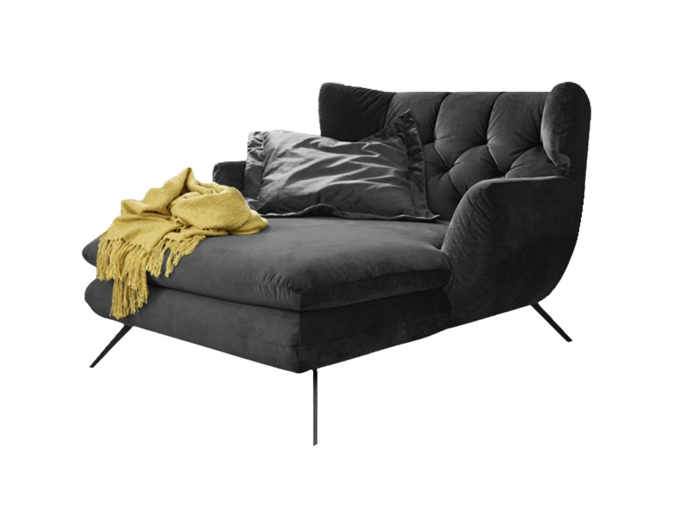 LONGSEAT CHAMRE Schwarz Velvet - Schwarz, Textil/Metall (130/95/160cm) - KAWOLA