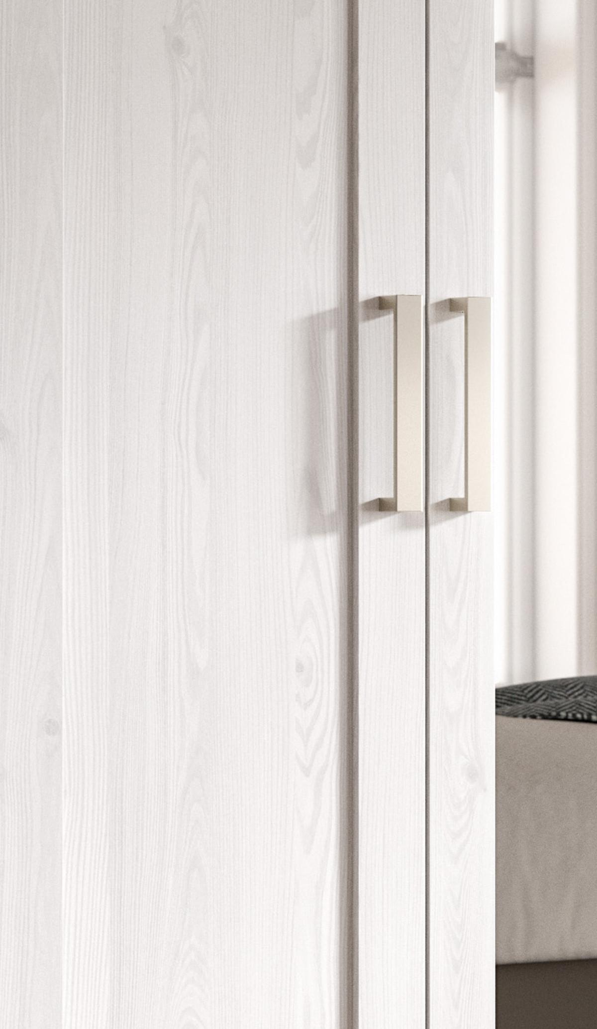 KLEIDERSCHRANK weiß Lärche, Eiche Artisan 3-türig 124 cm, Drehtürenschrank im Landhaus-Stil - Beige/Lärchefarben, Glas/Holzwerkstoff (124/185/54cm) - Inn.Furn