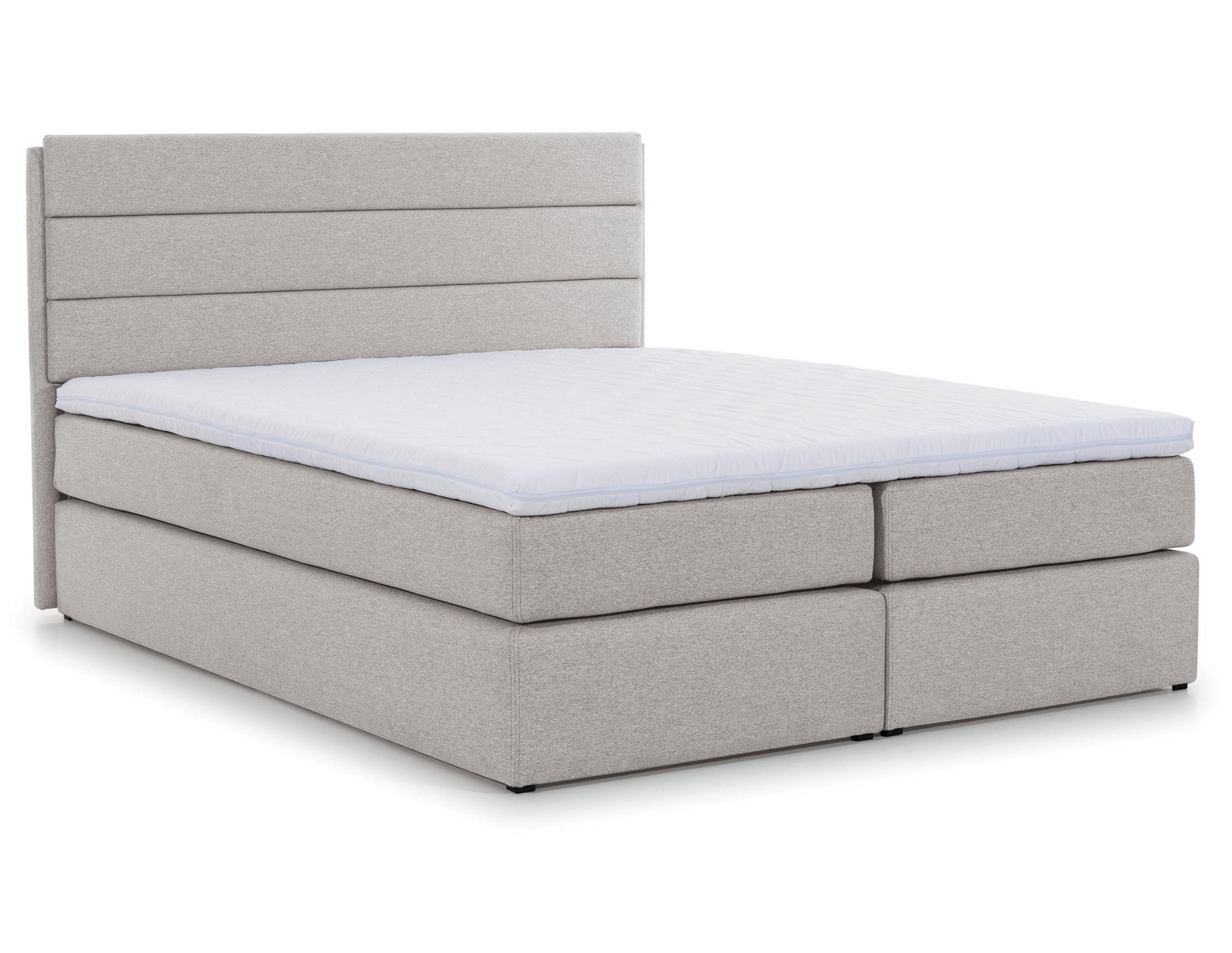 BOXBETT Sequoio 180/200 cm in Beige – mit Matratze und Topper - Beige/Schwarz, Holz/Holzwerkstoff (180/200cm) - AX Living
