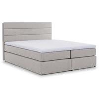 BOXBETT Sequoio 180/200 cm in Beige – mit Matratze und Topper - Beige/Schwarz, Holz/Holzwerkstoff (180/200cm) - AX Living