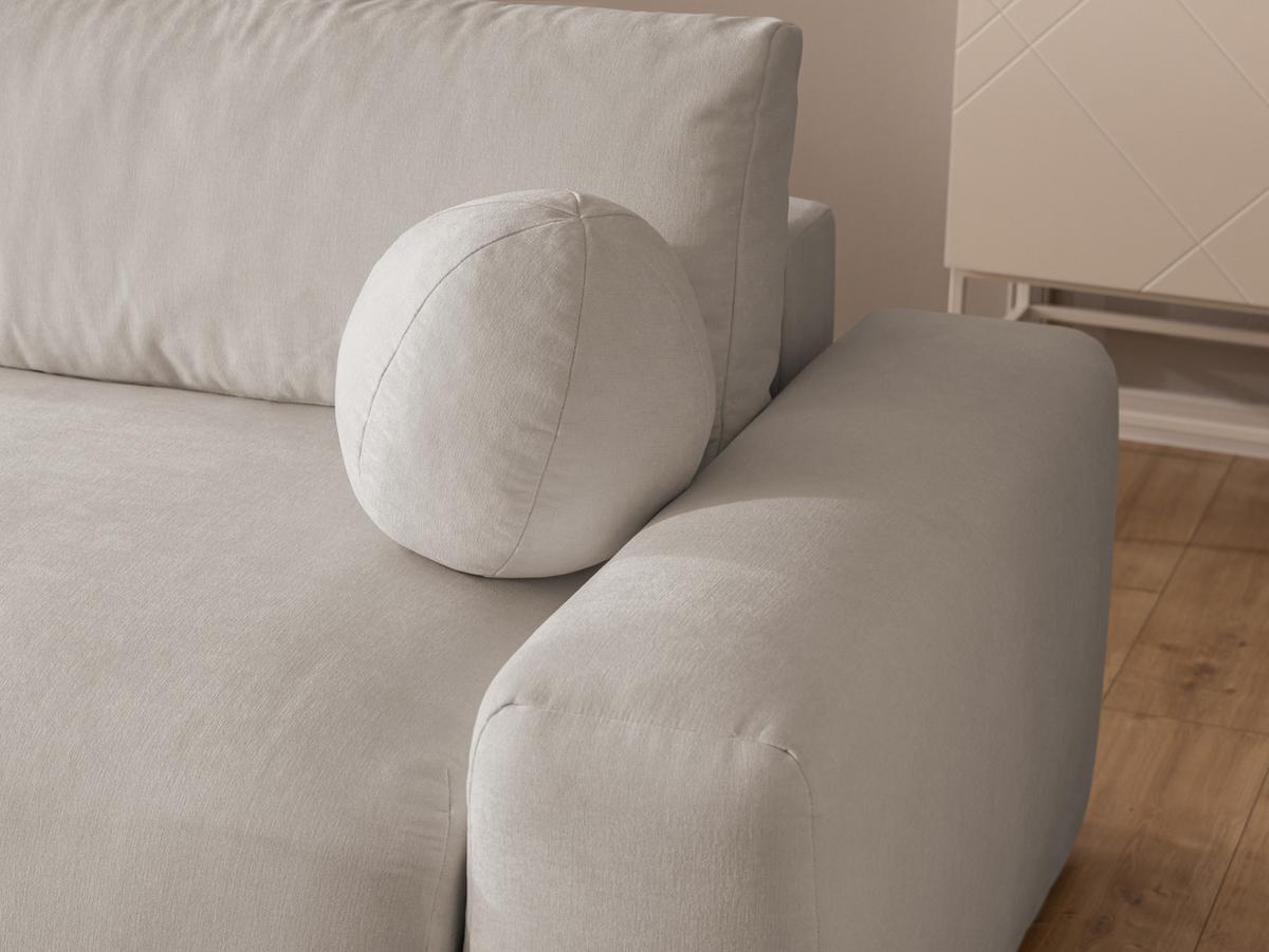 ECKSOFA Puffy mit Schlaffunktion und Bettkasten - besonders weich und puffig aus Beige Webstoff - Ottomane links - Beige/Schwarz, Holz/Kunststoff (138/266cm) - S-Style Möbel