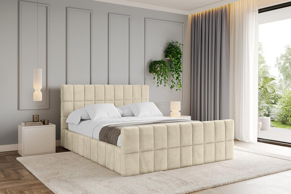 POLSTERBETT mit Bettkasten, Fußteil und Lattenrost, Boxbett ohne Matratze - AMEA-Z 180x200 Beige - Ecru, Holzwerkstoff/Textil (180/200cm) - ALTDECOR
