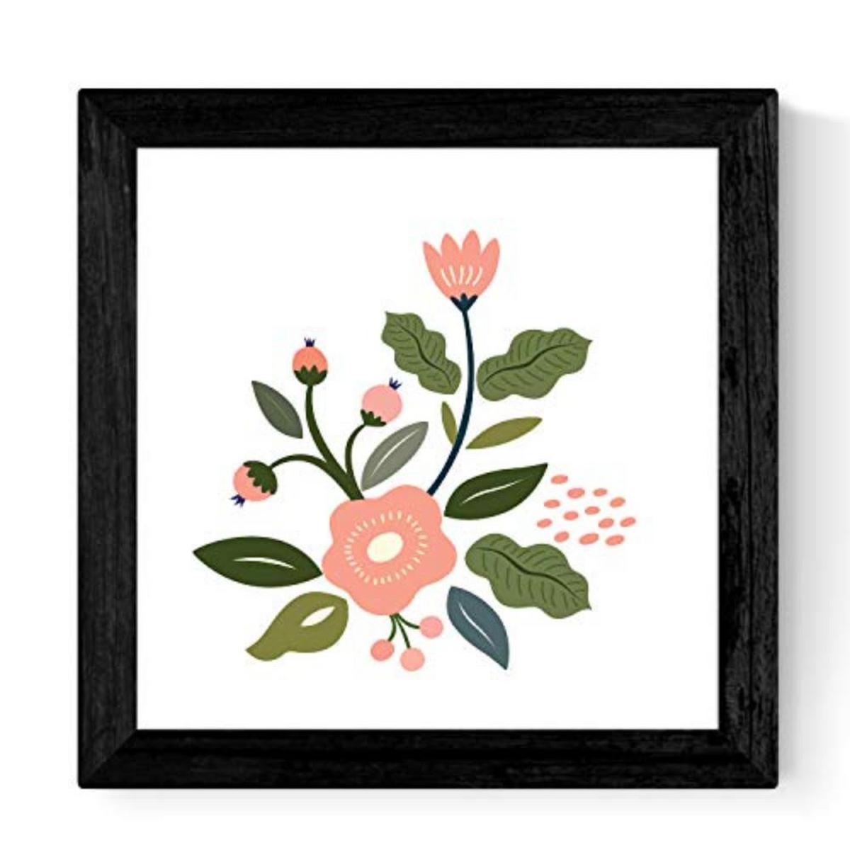 POSTER Set mit 4 florierenden Blumen Rosen und Orangen 25x25 cm Rahmenlos - Klar, Papier (25/3cm) - Nacnic