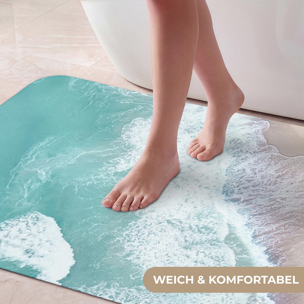 BADEMATTE Strand - Meer - Natur - Sommer 60x120 cm - Türkis, Textil (60/120cm) - OnlyWow