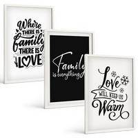 BILDER SET 3er Set - 40x60 cm Weißer Rahmen - Familie, Liebe, Wärme, Zuhause - Weiß, Kunststoff (40/60cm) - TULUP