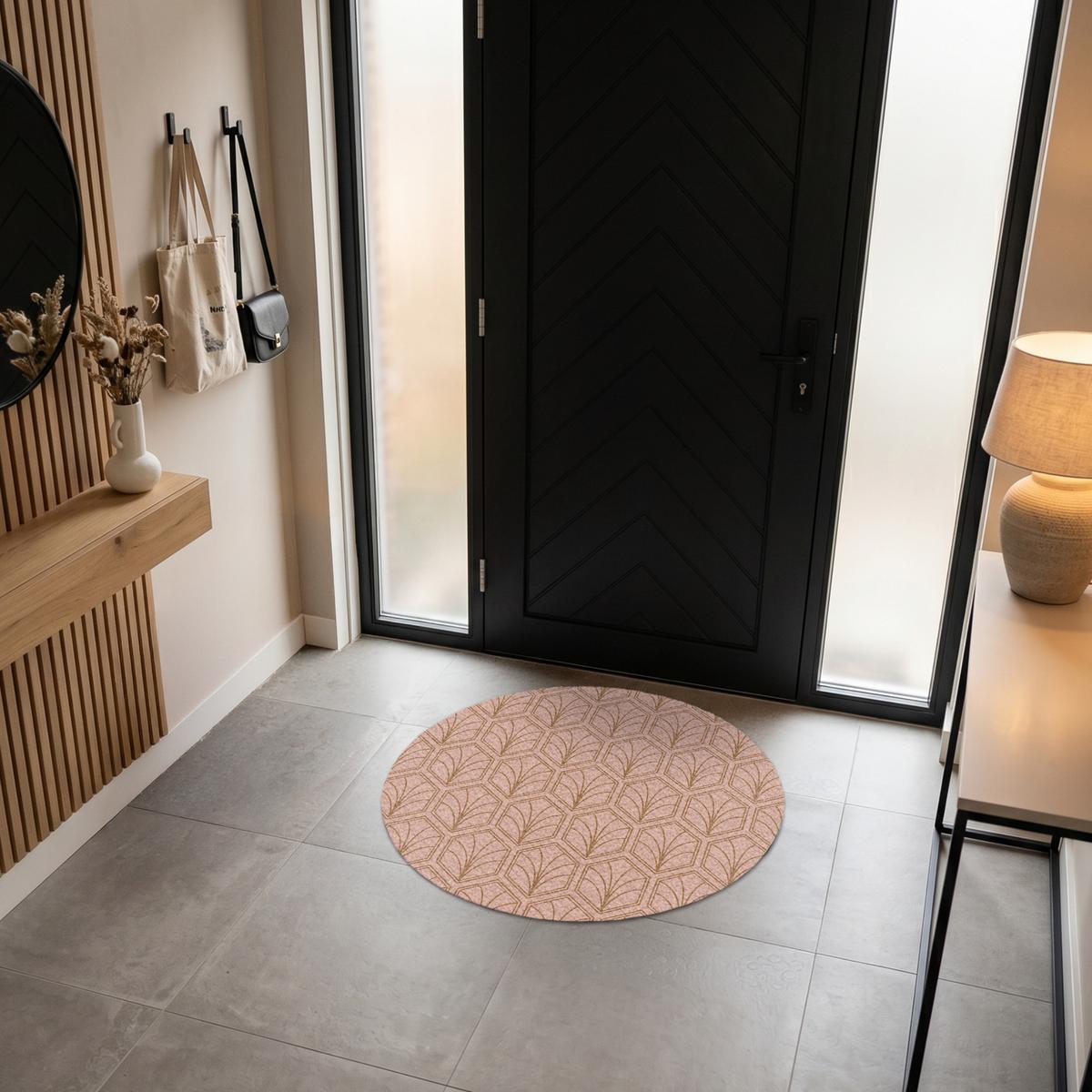 FUSSMATTE Lachsrosa - Muster - Geometrisch Schmutzfangmatte 90x90 cm - Altrosa, Kunststoff (90/0.4cm) - MuchoWow