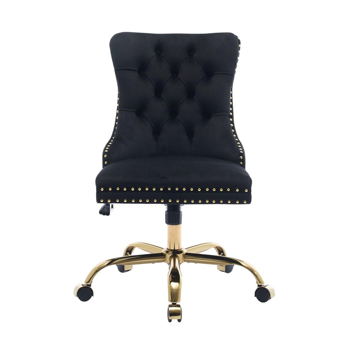DREHSTUHL samt schwarz höhenverstellbar 360grad - Schwarz, Textil (63/98/50cm) - Urban Meuble