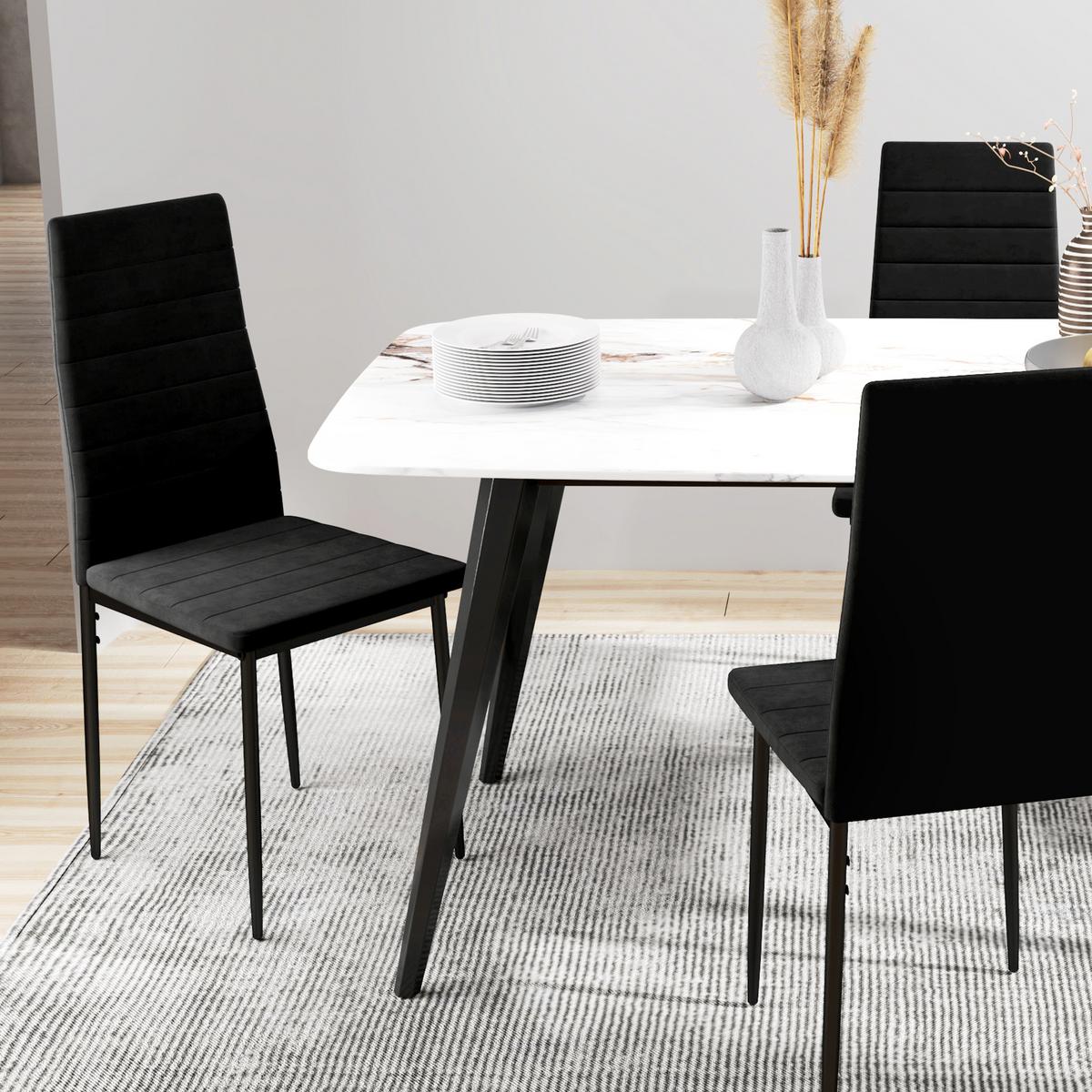 ESSSTUHL 4er Set Polyester Metall Schwarz - Schwarz, Textil/Metall (41/97/54cm) - HOMCOM
