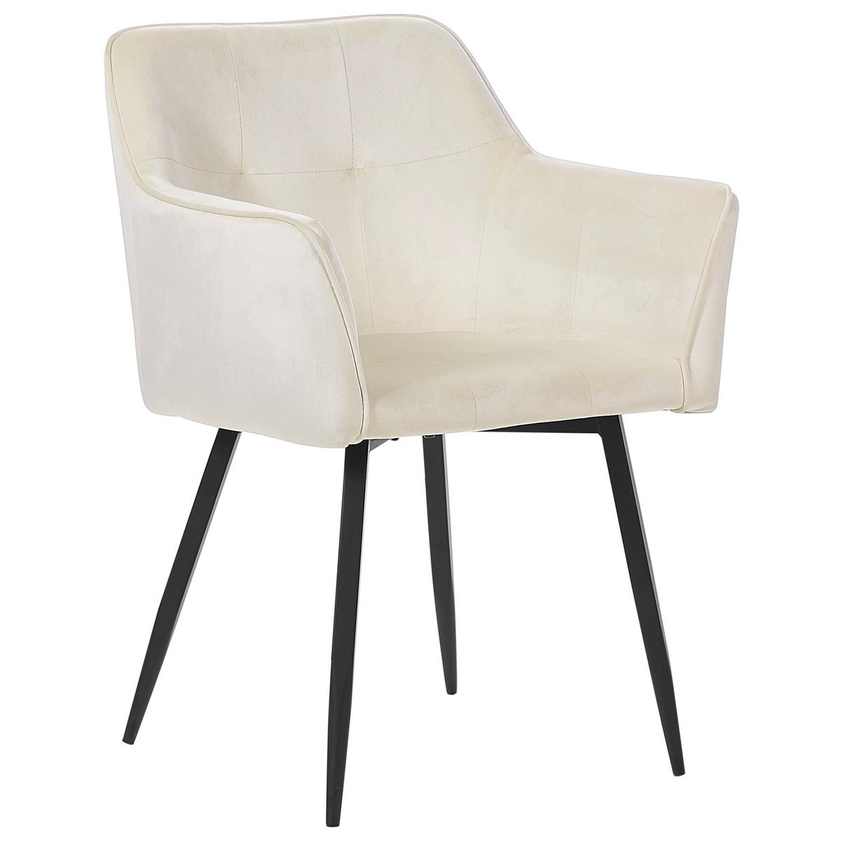 ESSZIMMERSTUHL 2er-Set Samtstoff Beige Jasmin - Beige, Textil/Metall (60/84/49cm) - Beliani