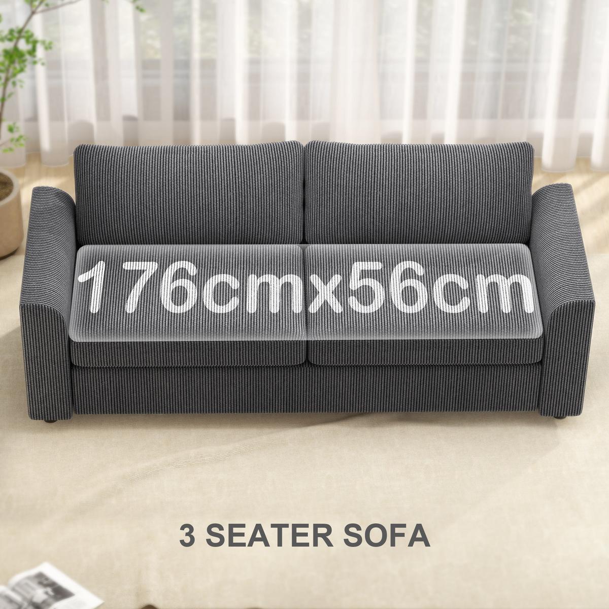 3-SITZER-SOFA, Couch mit Armlehnen, Zierkissen, Polstersofa mit Cordbezug, Grau - Dunkelgrau/Schwarz, Kunststoff/Textil (80/88/212cm) - HOMCOM