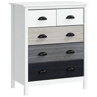 KOMMODE Aufbewahrungsschrank mit 5 Schubladen, Schubladenschrank mit Griff - Weiß, Metall (38/85/70cm) - HOMCOM