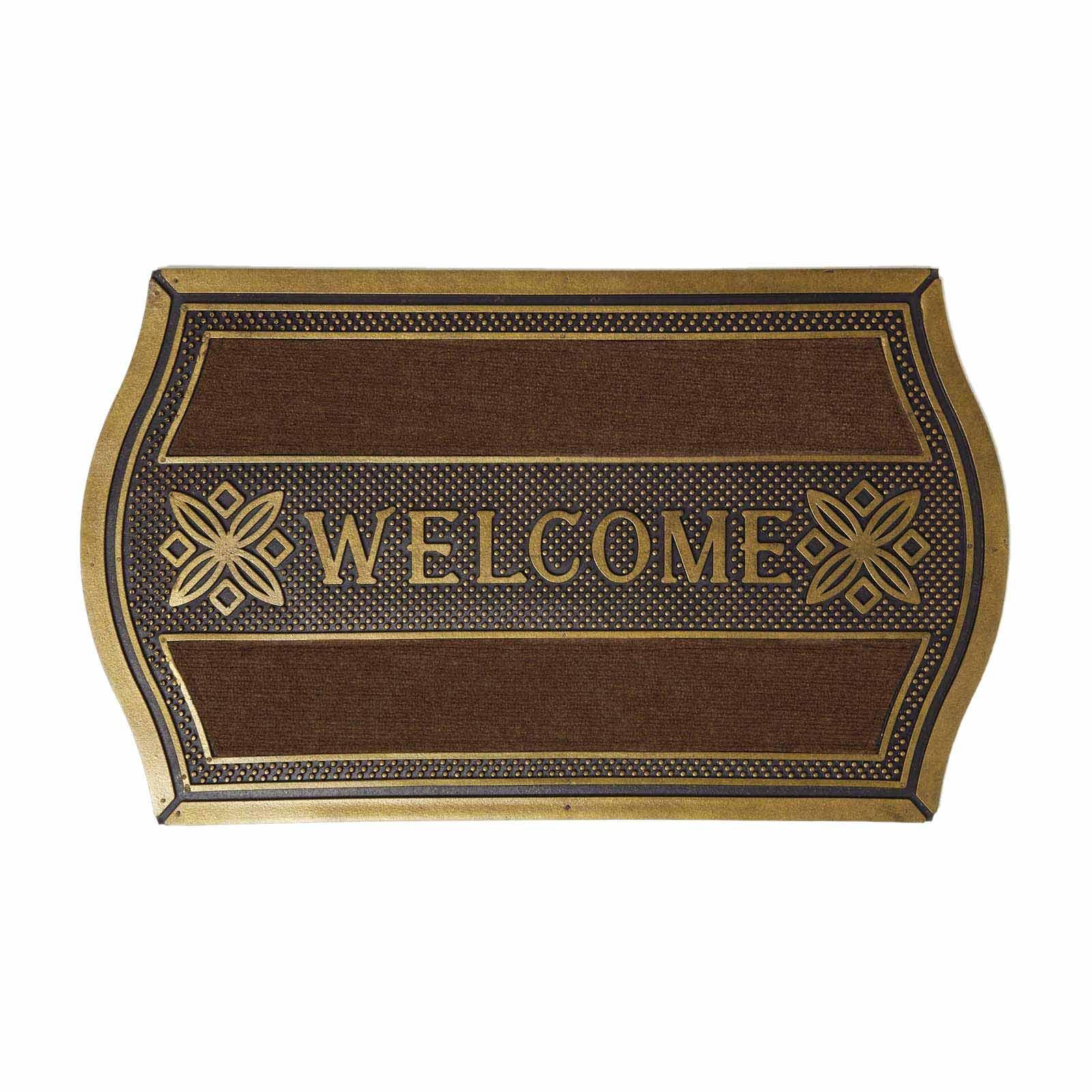 FUSSMATTE Welcome gold-braun, geschwungen 45/75 cm - Braun, Naturmaterialien (45/75cm) - Homescapes