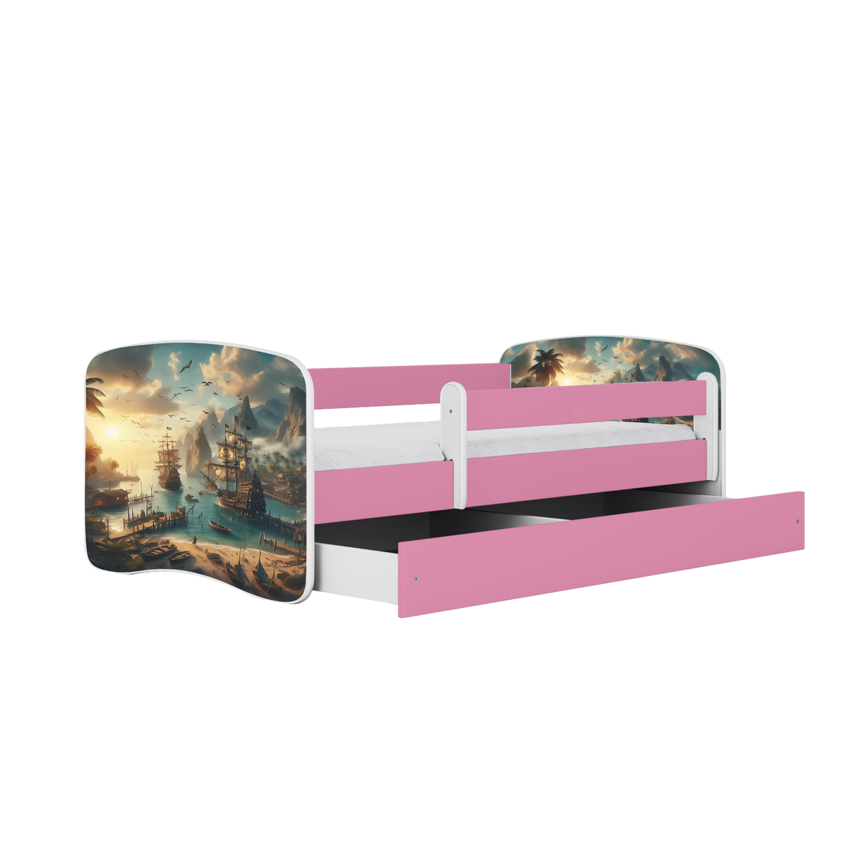 KINDERBETT Schiff mit Schublade 180/80 90/61/184 - Rosa, Holzwerkstoff (80/180cm) - RAUMHIRSCH FURNITURE
