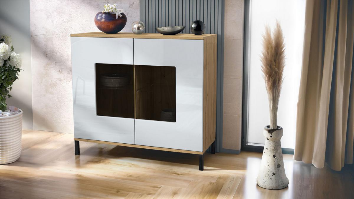 KOMMODE Grömitz Weiß Hochglanz - Weiß Hochglanz, Holzwerkstoff (92.5/83.5/35cm) - Vladon