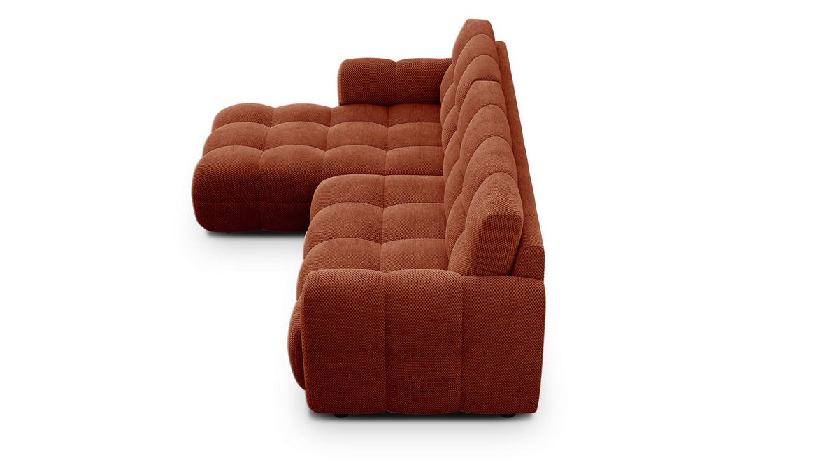 ECKSOFA MELLOW 3-Sitzer, dunkelorange - Dunkelorange/Schwarz, Holz/Textil (232/156cm) - Wozimo